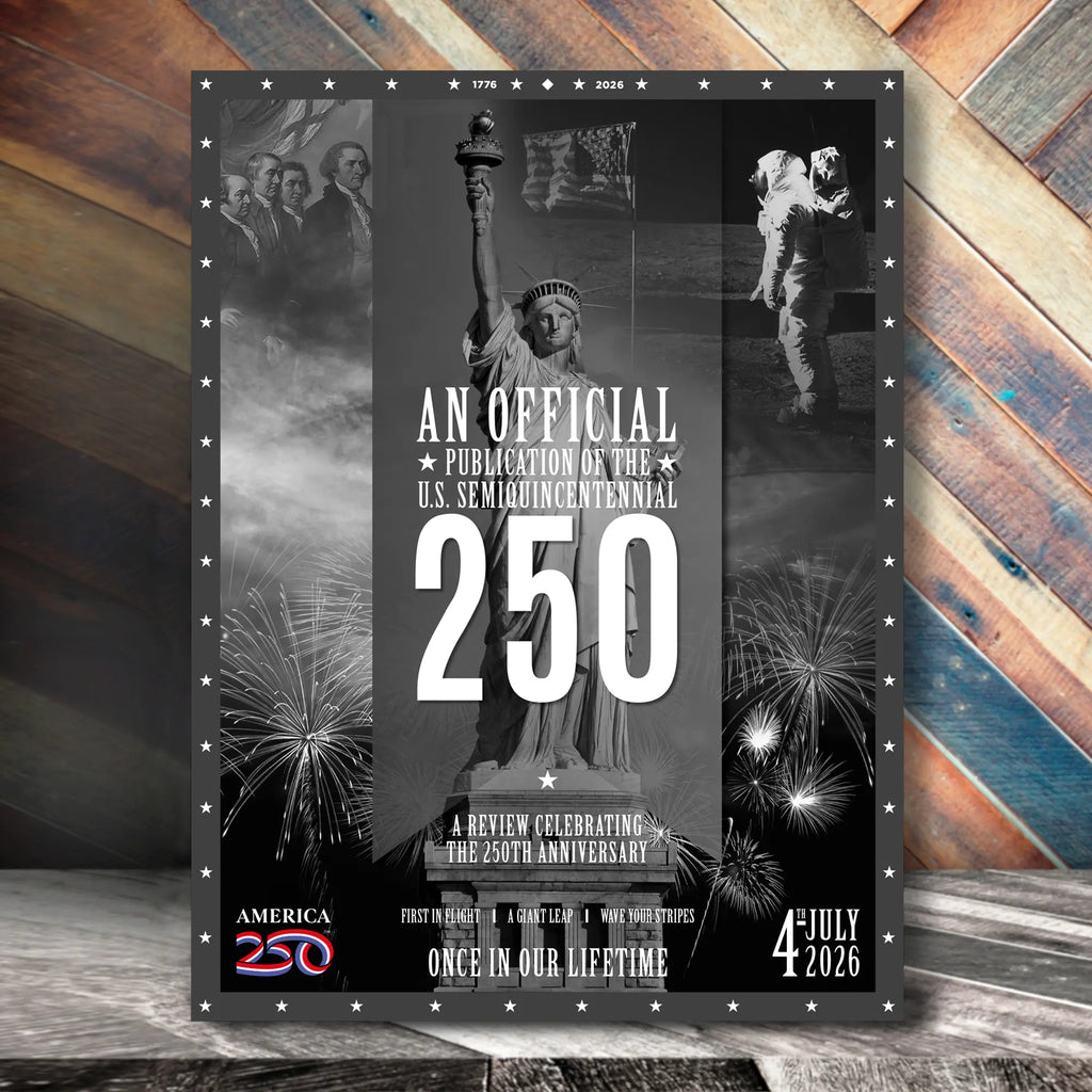 Promotional poster for U.S. Bicentennial celebration with text and images of the Statue of Liberty and astronauts.