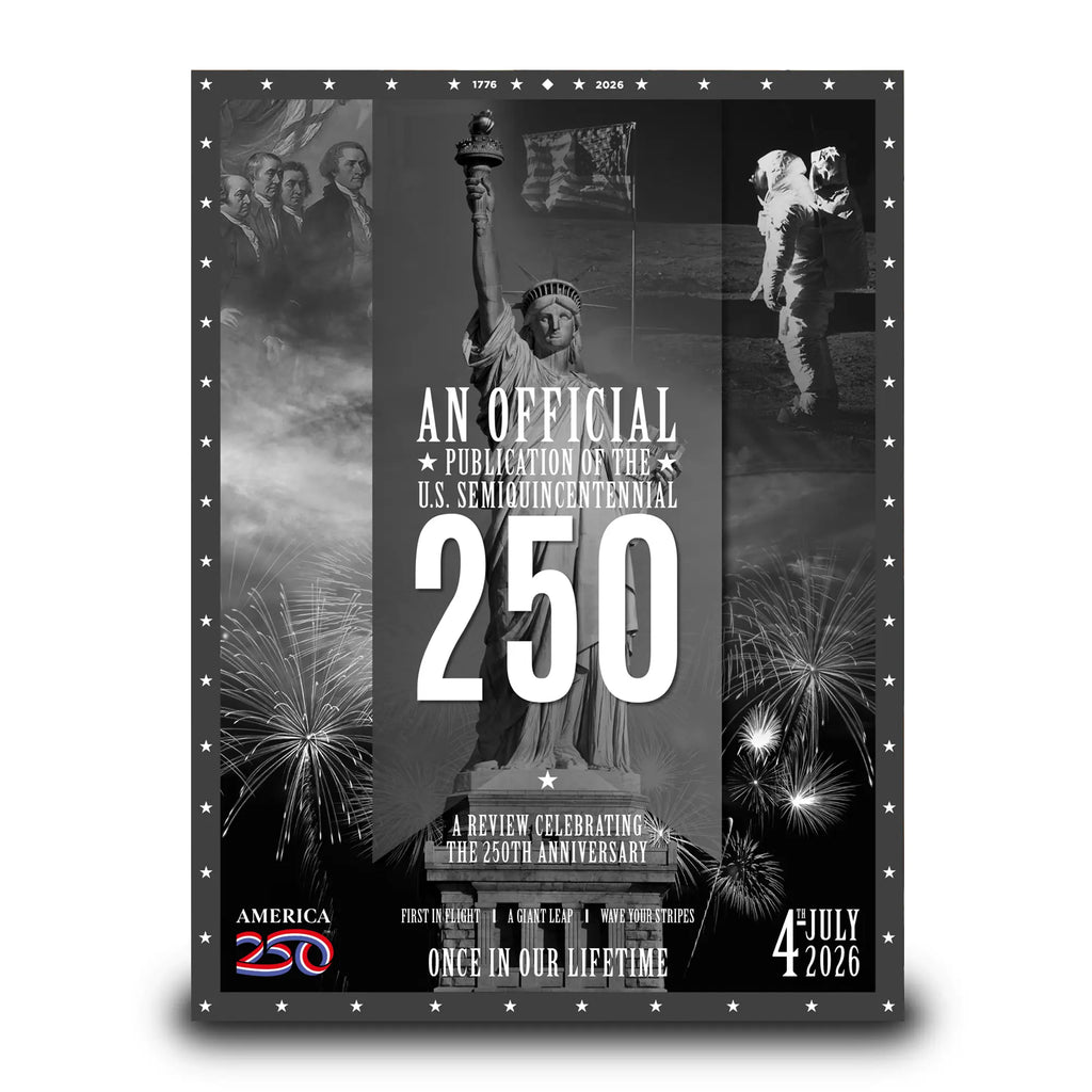 Promotional poster for U.S. Bicentennial celebration with text and images of iconic figures and fireworks.