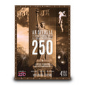 Promotional poster for U.S. Semicentennial celebration with text and images of a statue and fireworks.